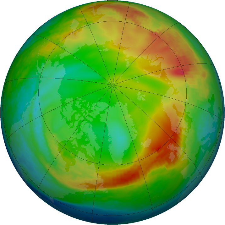 Arctic ozone map for 04 January 1991